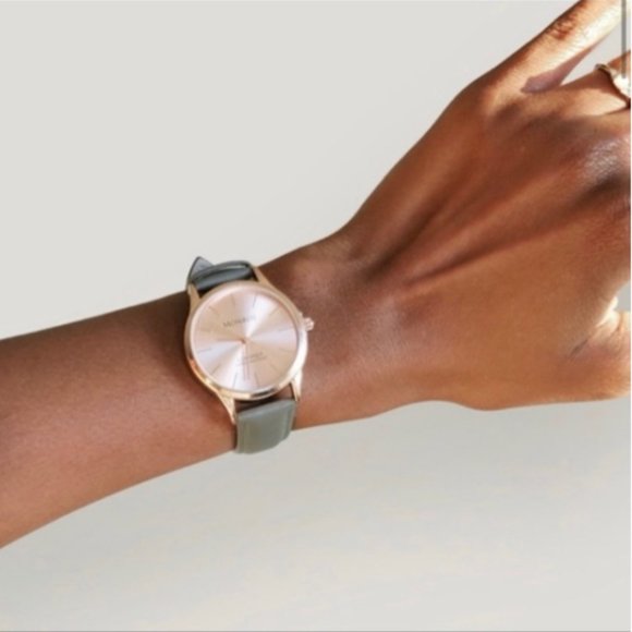 BNWT Monroé Watches SOLÉROSE - CHARCOAL LEATHER - Picture 2 of 6